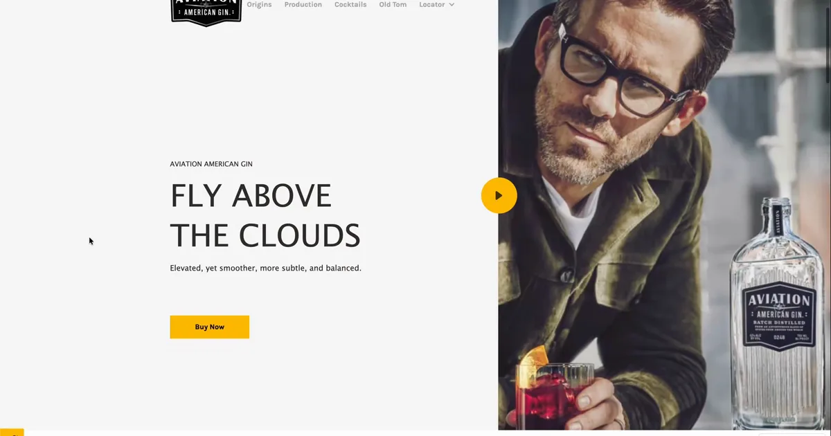 Aviation American Gin redesign concept: Fly above the clouds, with Ryan Reynolds and the bottle
