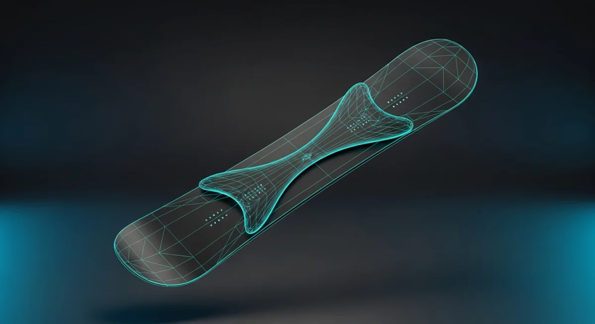 Snow Forge wireframe snowboard shape in three dimensions