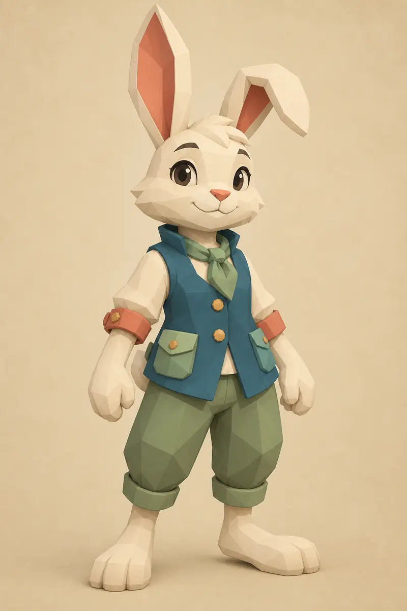 Concept illustration of Juniper, a rabbit in a waistcoat.