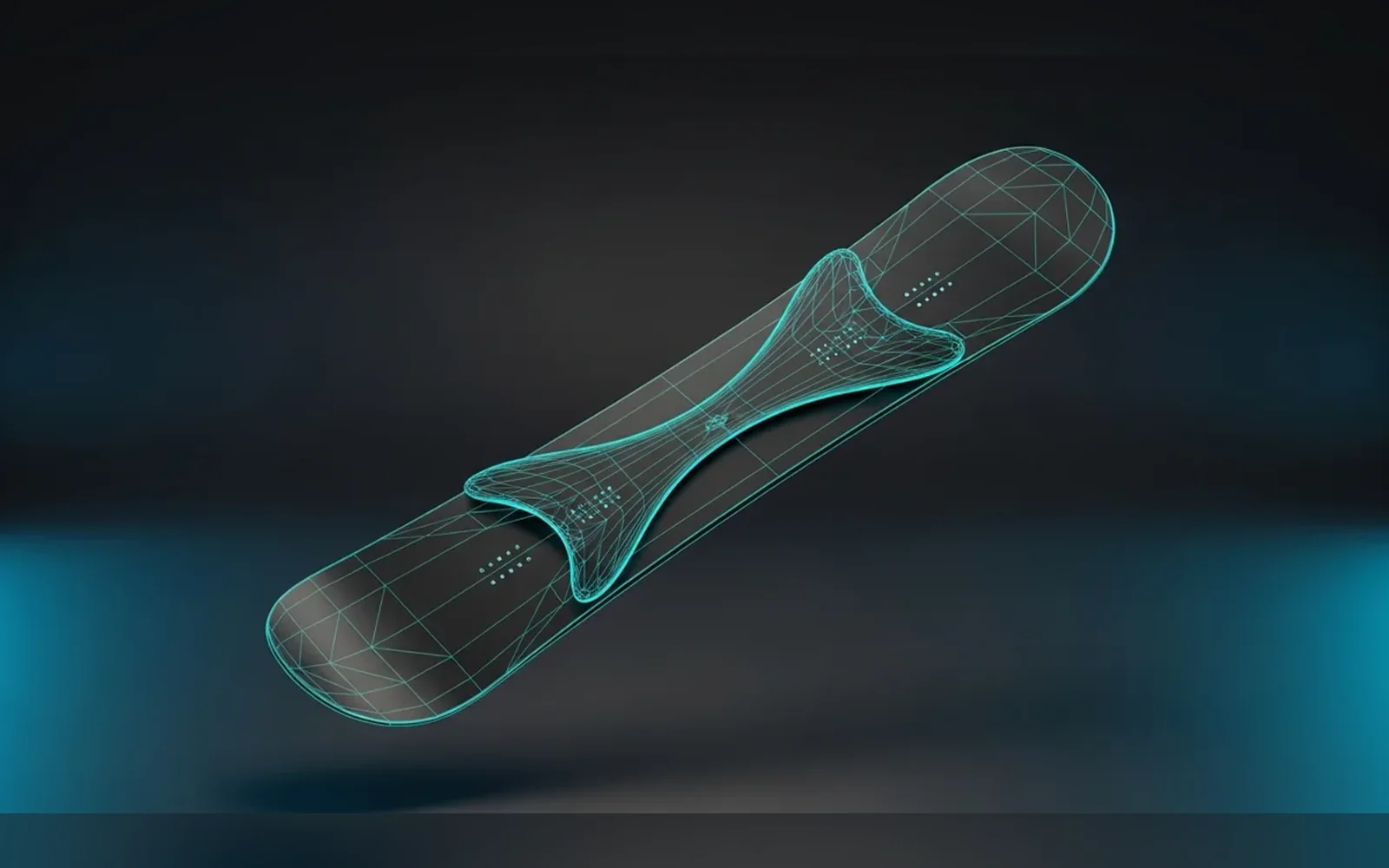 Snow Forge wireframe snowboard shape in three dimensions